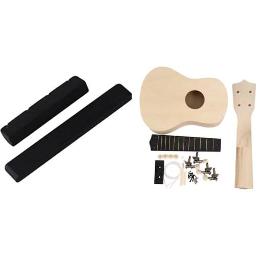 1 Set 4 String Ukulele Guitar Nut and Saddle & 1 Set 21Inch White Wooden Ukulele Soprano Hawaiian Guitar Uke Kit