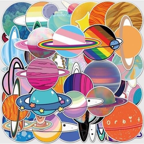 10/50PCS Outer Space Stickers Toys for Children UFO Astronaut Rocket Ship Planet Sticker for Scrapbooking Skateboard Laptop