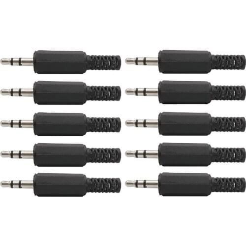 10Pcs 3 Pole 3.5mm TRS Male Plug Stereo Solder Type DIY Audio Cable Wire Connector Replacement Repair Headphones Plugs Adapter
