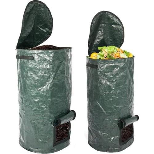 2 Pack Organic Compost Bags 15 Gallon 34 Gallon Garden Compost Bins Reusable PE Waste Disposal Compost Bags for Kitchen Garden