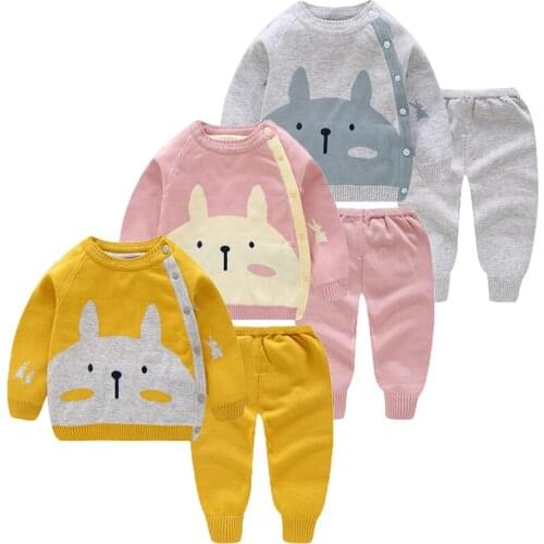 24 Styles Lovely Cartoon Cotton Knitting Baby Sets 2020 New Autumn Winter Sweaters+Knitted Pants Boutique Infant Boys Girls Suit