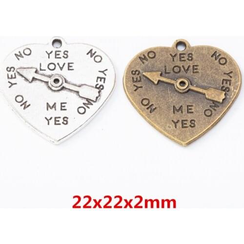 25 pieces of retro metal zinc alloy love pendant for DIY handmade jewelry necklace making 7952