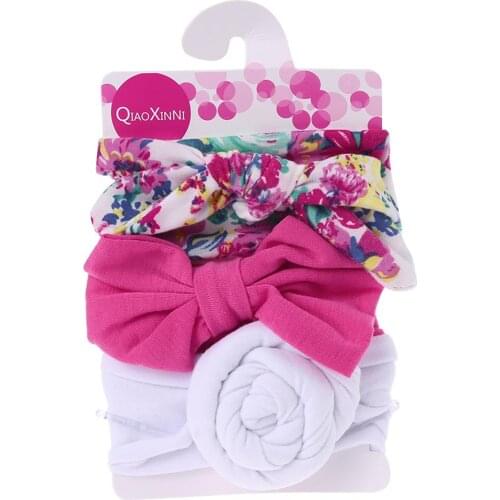 3 Pcs/Set Floral Bows Baby Headband Dot Bowknot Hairband Baby Girl Headbands Kids Hair Band Girls Hair Accessories