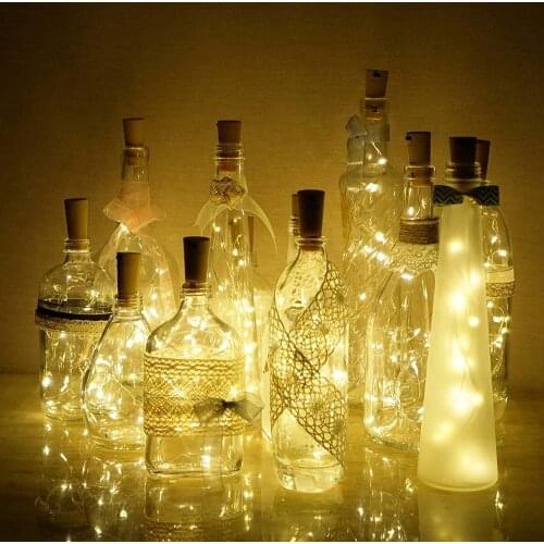 6pcs Include Battery 2m Silver Wire Garland Bottle Stopper For Led String Lights Wedding Christmas New Year Holiday Decoration