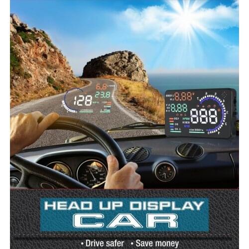 Adeeing A8 Universal 5.5 Inch Car HUD Head Up Display OBDII Speed Warning Fuel Consumption Automobile Car Alarm System