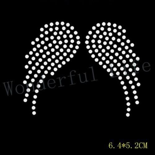 Free shipping small wings hotfix rhinestones transfer design motif bling for clothing