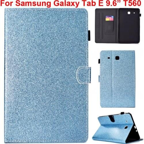 Glitter Case For Samsung Galaxy Tab E 9.6 T560 Stand Cover Soft TPU Silicon Bag Shell tabe 9.6" SM-T560 T561 Shinning Pouch Skin
