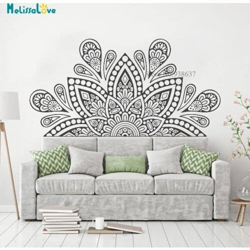 Large Size Lotus Wall Decal Exquisite Half Mandala Flower Living Room Decor Yoga Studio Handmade Cool Art Décor BB289