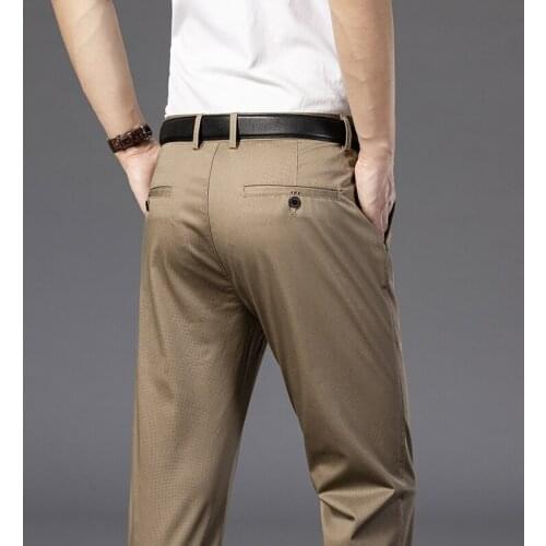 7 Colors Autumn New Mens Business Casual Pants Classic Style Loose and Straight Bamboo Fiber Stretch Trousers Brand