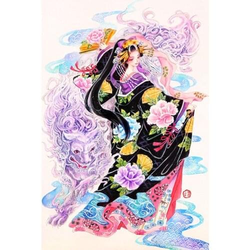 Girl with lion The wooden puzzle 1000 pieces ersion jigsaw puzzle white card adult childrens educational toys