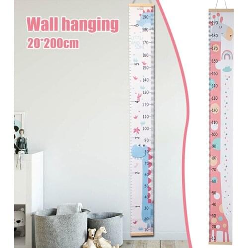 Kids Growth Chart Wood Frame Canvas Height Measurement Ruler from Baby to Adult for Childs Room Decoration J2Y