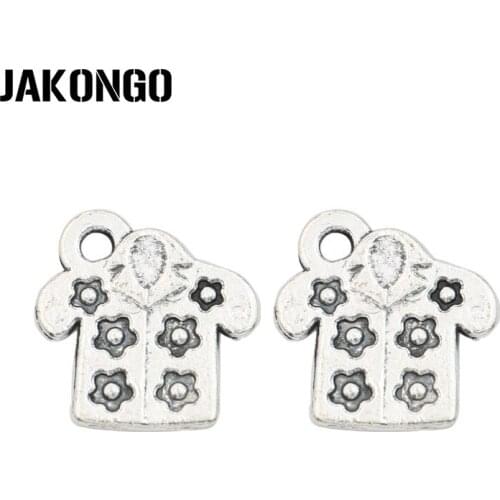 JAKONGO Antique Silver Plated Clothes Coat Charm Pendants for Jewelry Accessories Making Bracelet Findings DIY 17x14mm