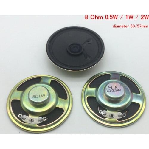2Pcs 8 Ohm speaker 0.5 1W 2W Quality 57MM 50MM Thickness 13mm Toy Magnet Music Player Speaker connector