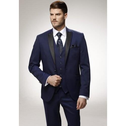 Mens Suits Groom Tuxedos Groomsmen Wedding Party Dinner Best Man Suits Blazer Custom Made (Jacket+Pants+Vest+Tie) NO:675