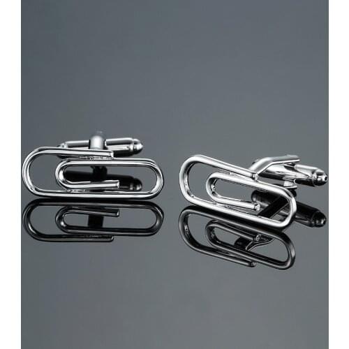 High quality mens Cufflinks new fashion jewelry paper clip Cufflinks mens business suit shirt button pin gifts