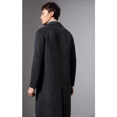 Handmade 100% Wool Coat Men Double-sided Long Jacket Men Autumn Overcoat Mens Coats and Jackets Abrigo Hombre KJ1575