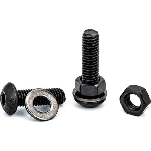 1060pcs/box hex hexagon socket button head screw nut carbon steel M2 M3 M4 M5 M6 allen round head screw set bolt and nut set