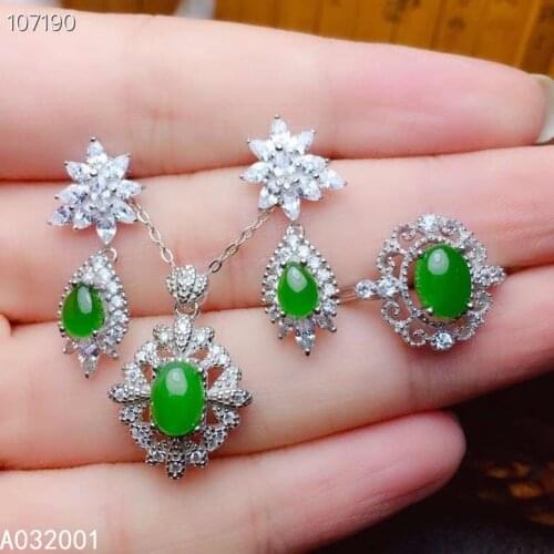 KJJEAXCMY fine jewelry natural Jasper 925 sterling silver women pendant necklace chain earrings ring set support test lovely