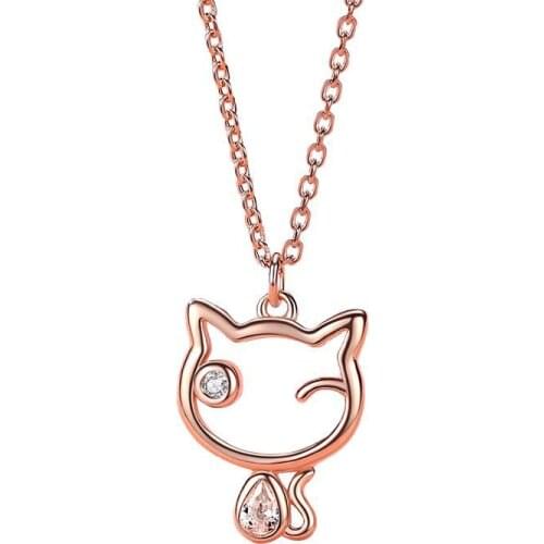 GIC7 Luxury S925 Hollow Sterling Silver Cat Necklace Net Red Design Sense Creative Clavicle Chain Wild Forest Animal Jewelry