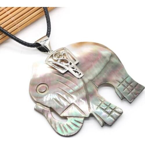2021New Natural Freshwater White Shell Alloy Elephant Pendant Necklace Diameter 2.0mm Making Jewelry Gift Mother of Pearl Shells