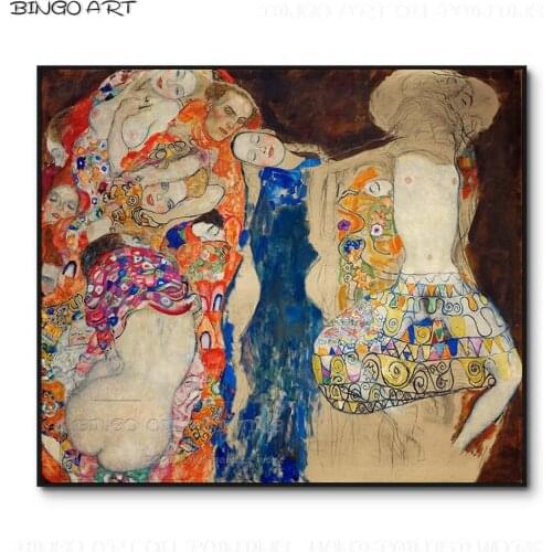 Professional Artist Reproduction Gustav Klimt Oil Painting Hand-painted Unfinished The Bride Oil Painting for Wall Decoration
