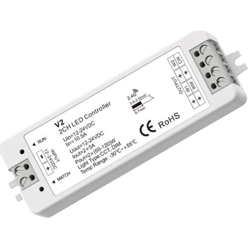 Skydance Led Wireless Receiver 2 Channel Constant Voltage 12V-24V 2CH 5A LED Single Strip Dim Color Temperature CCT Controller