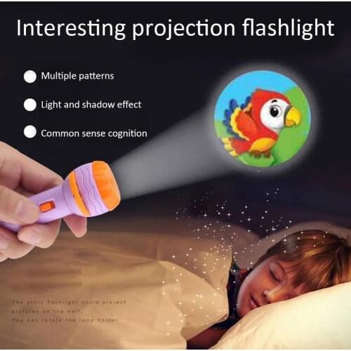 Projection Flashlight LED Light Toy 24 Patterns Night Photo Picture Projector Light Cartoon Dinosaur Marine Life Torch Lamp Toy