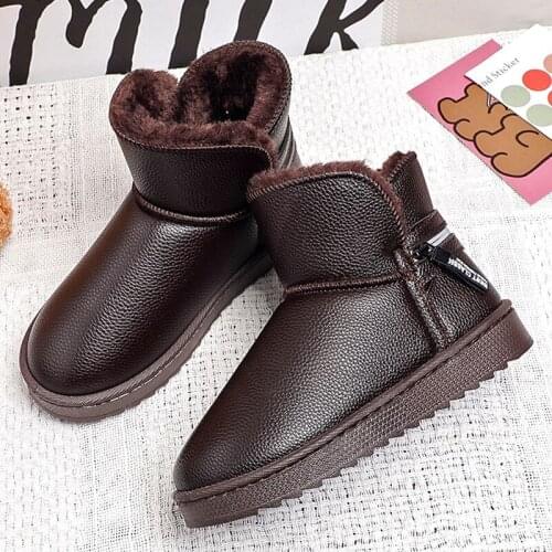Thickened Warm Snow Boots Womens Boots 2021 Womens New Winter Plus Velvet PU Waterproof Mid-tube Boots Womens Cotton Shoes