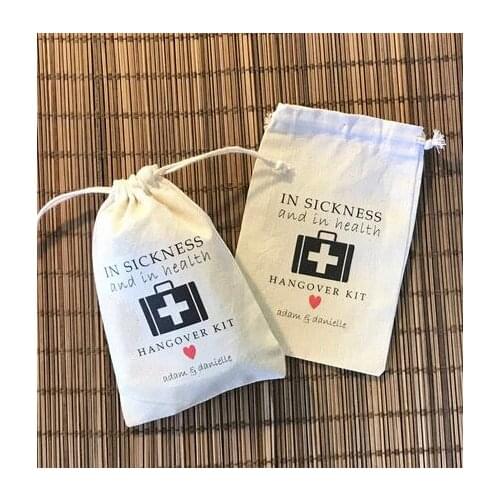 In Sickness and in Health birthday wedding favor bags bridesmaid Bachelorette Hangover Survival Kit party favor Candy pouches