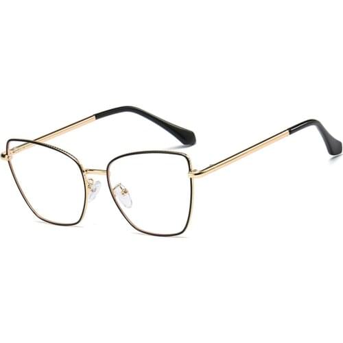 Veshion Metal Glasses Cat Eye Women Irregular Clear Lens Gold Prescription Eyeglasses Optical Female Decoration Accessories