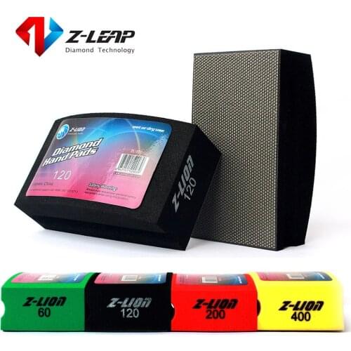 Z-LEAP 1 Piece Diamond Hand Polish Pads For Stone Concrete Gramite Marble Foam Backed Arc Design Electroplate Sanding Pads
