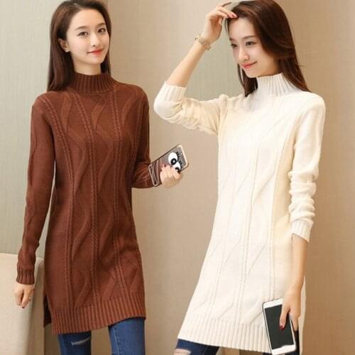 Women elegant solid knitted long sleeve turtleneck female loose straight casual autumn winter warm pullover sweater ladies