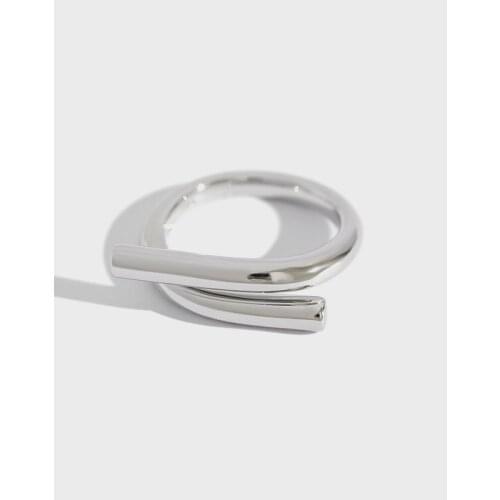 SHANICE Smooth 100% 925 Sterling Silver Open Rings Retro Geometric Wrong Side Interweaving for Women Sterling Silver Jewelry