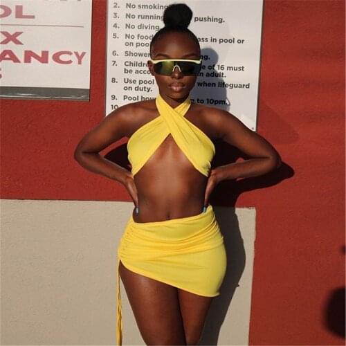 In Stock womens set Evening Dress Women Crossed Open Back Irregular Hem Openwork Strappy Ruched Backless High Street Above Knee