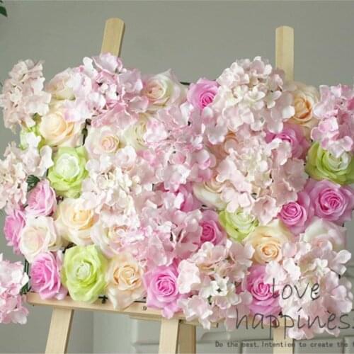 10PCS 40cm*60cm Artificial silk multi-color hot pink Hydrangea Rose flower wall wedding decoration home deor party flowers wall