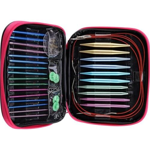 13 Pairs Interchangeable Needles Set Colorful Aluminum Circular Knitting Needles Ring Set for DIY Craft