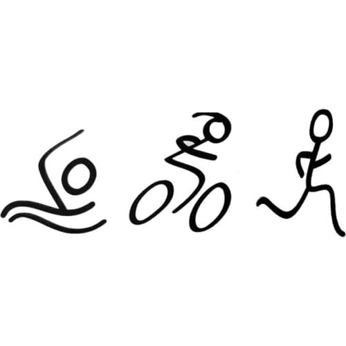 18*6.7CM Fashion Simple Triathlon Sticker Swim Bike Run Automotive Styling vinyl Decals Black/Silver y-045
