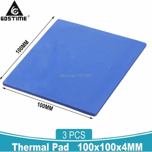 3Pcs Gdstime 100 x 100 x 4mm Silicone Conductive Compound Heatsink Cooling Thermal Pad