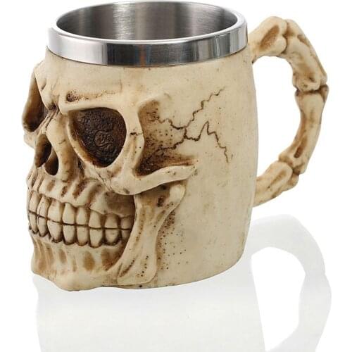 3D Design 350ml Skull Mug 12oz Double Wall Coffee Cup Tea Cup