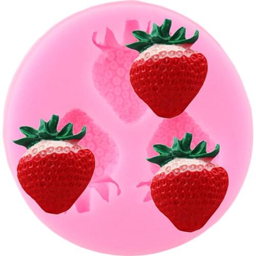 3D Strawberry Silicone Molds Cupcake Topper Fondant Cake Decorating Tools Candy Chocolate Gumpaste Mold Soap Resin Clay Moulds