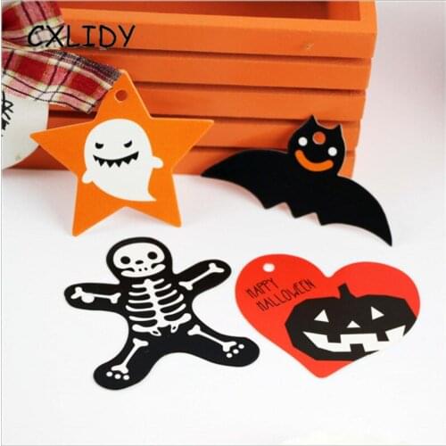 50pcs New Halloween Decoration Tag Ghost Festival Pumpkin Ghost Elevator Halloween flag Scene Arrangement Card qq233