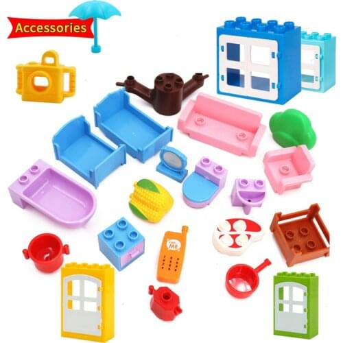 Accessories Bricks Sofa Bed Mini Cute Figure Furniture Big Size Building Blocks Compatible With Brand Parts Toys For Kids