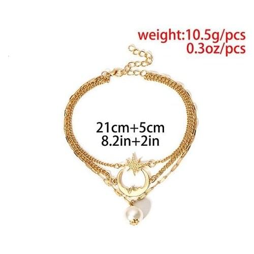 ASHMITA Golden Simple Moon Star Temperament Pearl Anklet Gift For Women Young Fashion Beautiful Anklets