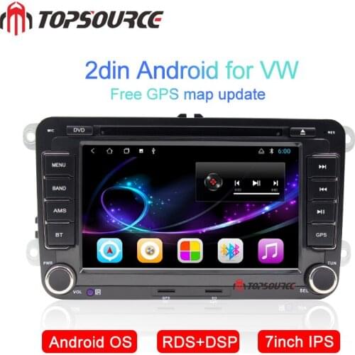 TOPSOURCE 7" 2 din Car DVD radio player for Android VW/Golf/Passat/POLO/Tiguan/Skoda/Fabia/Rapid/Seat/Leon GPS 3G wifi Autorad