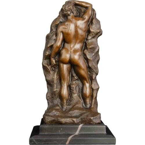 Bronze Western Nude Man Relief Statue Sculpture Naked Male Figurine Art Desktop Bar Decoration
