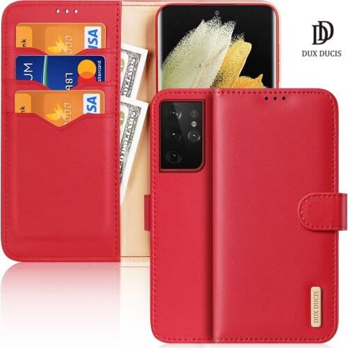 For Samsung Galaxy S21 Ultra 5G DUX DUCIS Hivo Series Flip Cover Luxury Leather Wallet Case Full Good Protection Steady Stand