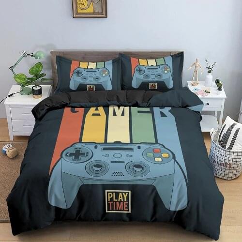 Duvet Cover Set Boys Kids Game Bedding 2/3 Pcs Bed Set Gamepad Pattern Quilt Cover Comforter Cover Gamer Bedding Set