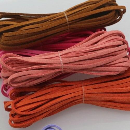 5 Meters DIY Leather Rope Candy Color Flat Faux Suede Leather Rope Bracelet Necklace Handmade Material 3mm Thickness