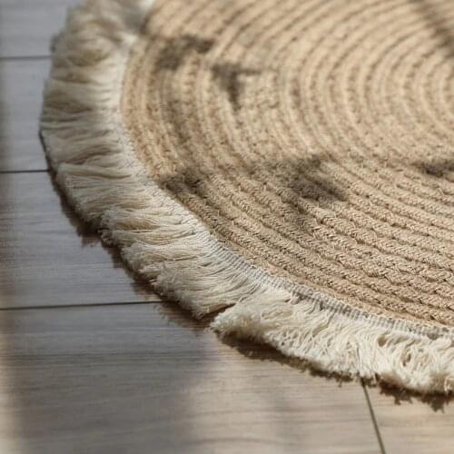 Creative Jute Round Rug 100% Natural Jute Rug Reversible Modern Rustic Look Rug Rugs and Carpets for Home Living Room