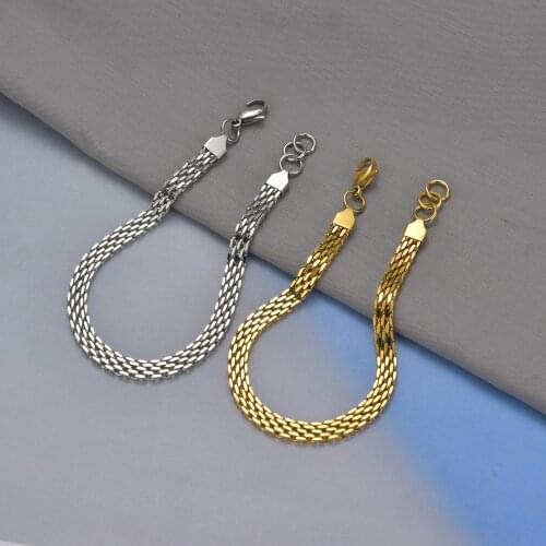 Trendy 6mm Wide Square Mesh Chain Bracelet Stainless Steel Gold Sliver Color Couple Bangles For Woman Man Party Jewelry Gifts